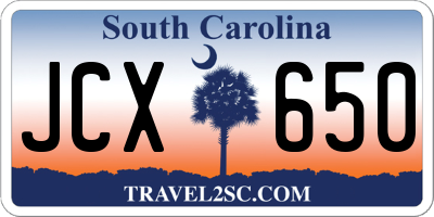SC license plate JCX650