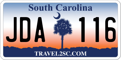 SC license plate JDA116