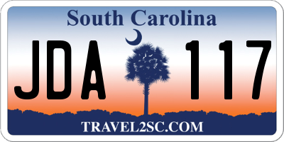 SC license plate JDA117
