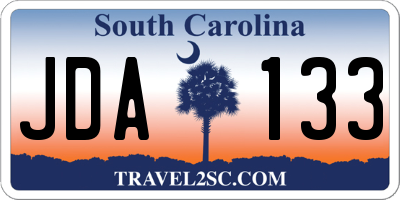 SC license plate JDA133