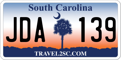 SC license plate JDA139