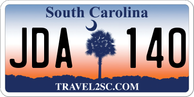 SC license plate JDA140