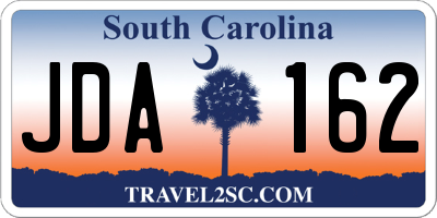 SC license plate JDA162