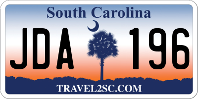 SC license plate JDA196