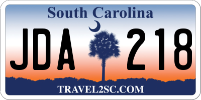 SC license plate JDA218
