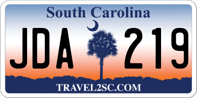 SC license plate JDA219