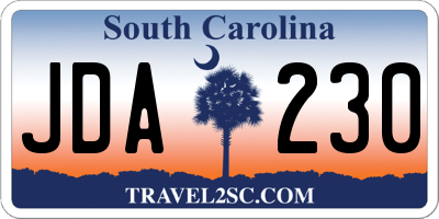 SC license plate JDA230