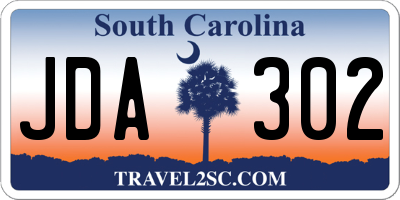SC license plate JDA302