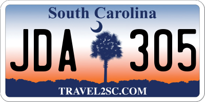 SC license plate JDA305