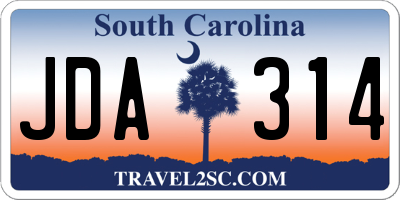 SC license plate JDA314