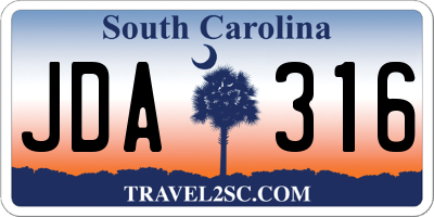 SC license plate JDA316