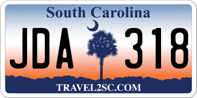 SC license plate JDA318