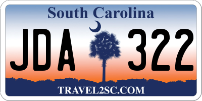 SC license plate JDA322