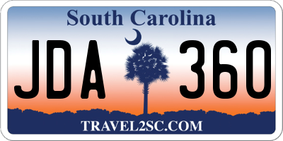 SC license plate JDA360