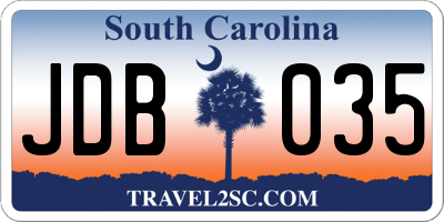 SC license plate JDB035