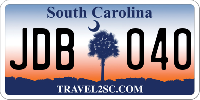 SC license plate JDB040