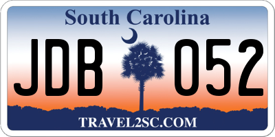 SC license plate JDB052