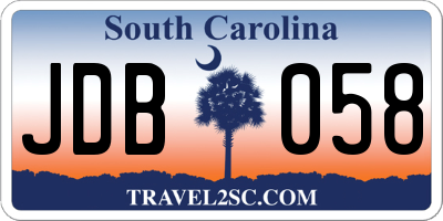 SC license plate JDB058