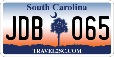 SC license plate JDB065