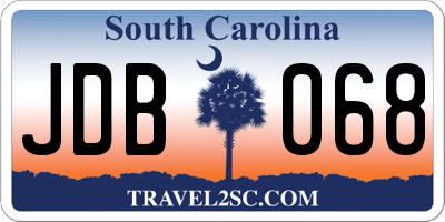 SC license plate JDB068