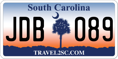 SC license plate JDB089