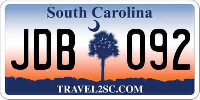 SC license plate JDB092