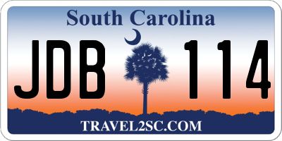 SC license plate JDB114