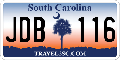 SC license plate JDB116
