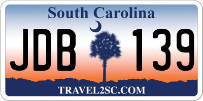 SC license plate JDB139
