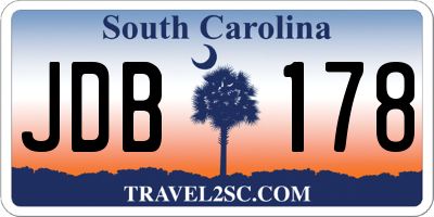 SC license plate JDB178
