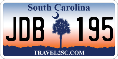 SC license plate JDB195