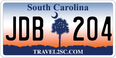 SC license plate JDB204