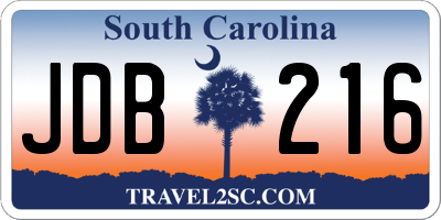 SC license plate JDB216