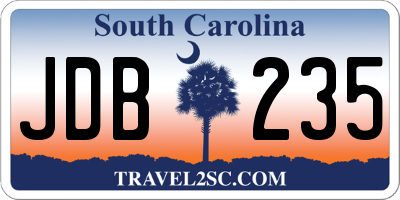 SC license plate JDB235