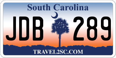 SC license plate JDB289