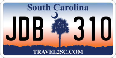 SC license plate JDB310