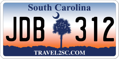 SC license plate JDB312