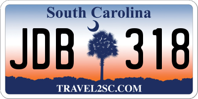 SC license plate JDB318