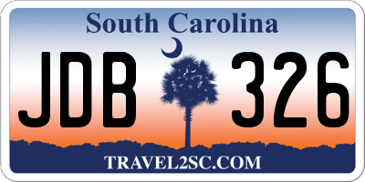 SC license plate JDB326