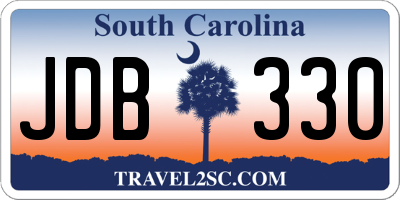 SC license plate JDB330