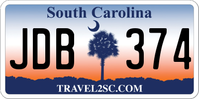 SC license plate JDB374
