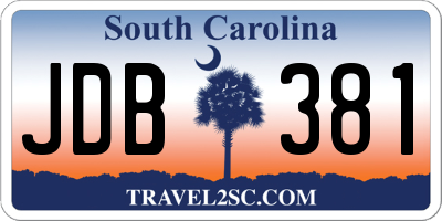 SC license plate JDB381