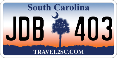 SC license plate JDB403