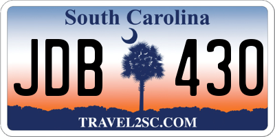 SC license plate JDB430