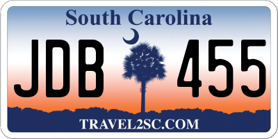 SC license plate JDB455
