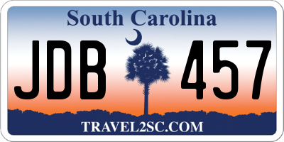 SC license plate JDB457