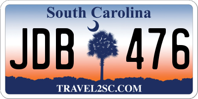 SC license plate JDB476