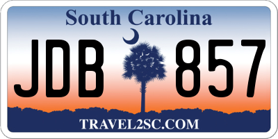 SC license plate JDB857
