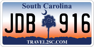 SC license plate JDB916