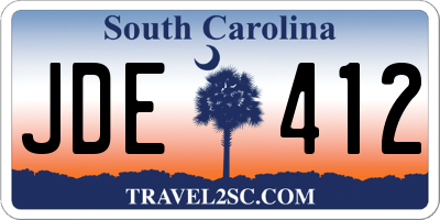 SC license plate JDE412